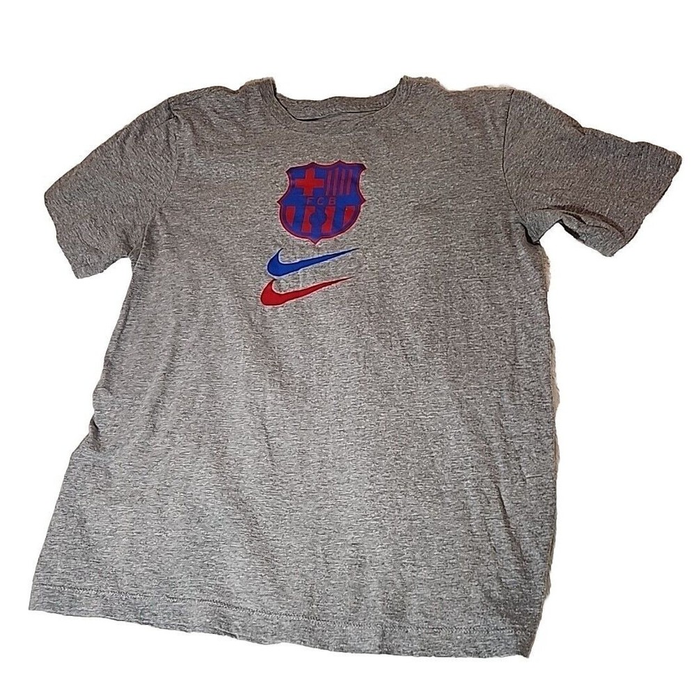 Nike The Nike Tee FC Barcelona Soccer T-Shirt Gray Red‎ Blue